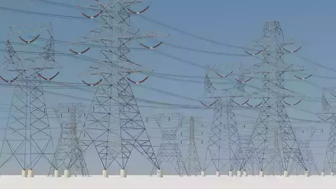 Transmission Towers Base Mesh Models  Low-poly 3D model