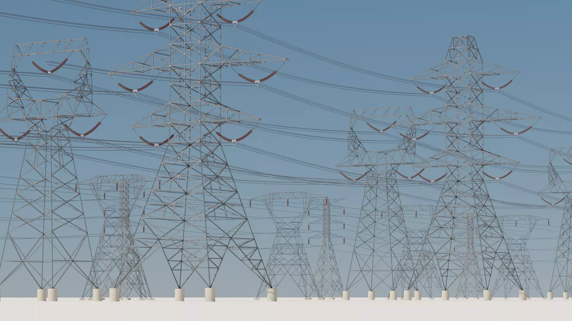 Transmission Towers Base Mesh Models  Low-poly 3D model_0