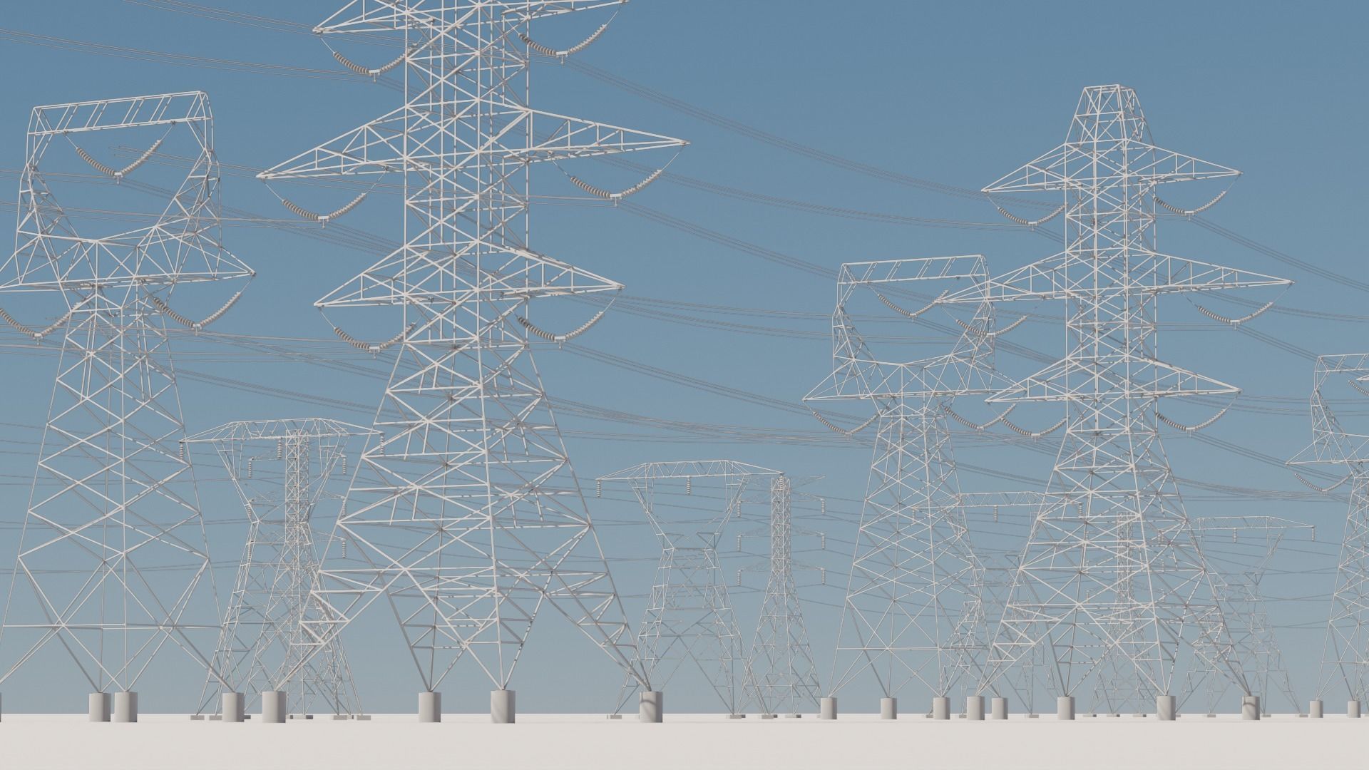 Transmission Towers Base Mesh Models  Low-poly 3D model_1