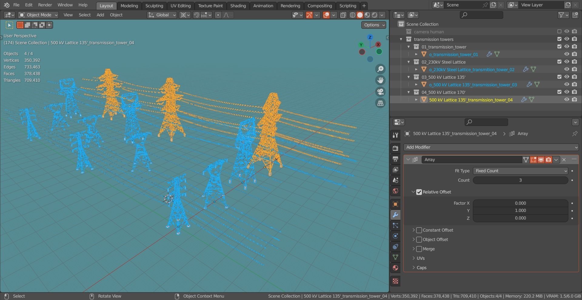 Transmission Towers Base Mesh Models  Low-poly 3D model_2