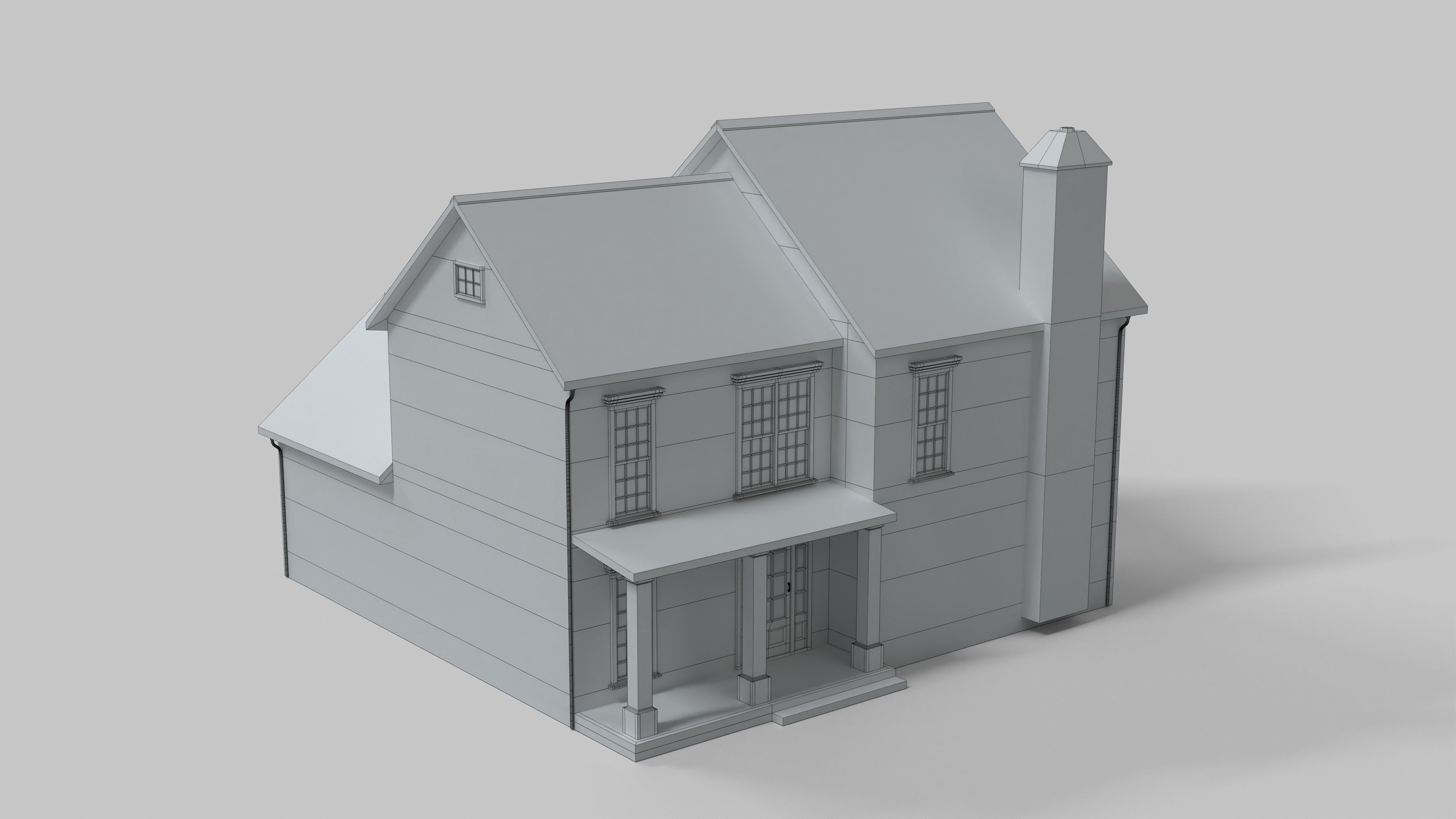 British House Design 09T1 Low-poly 3D model_7