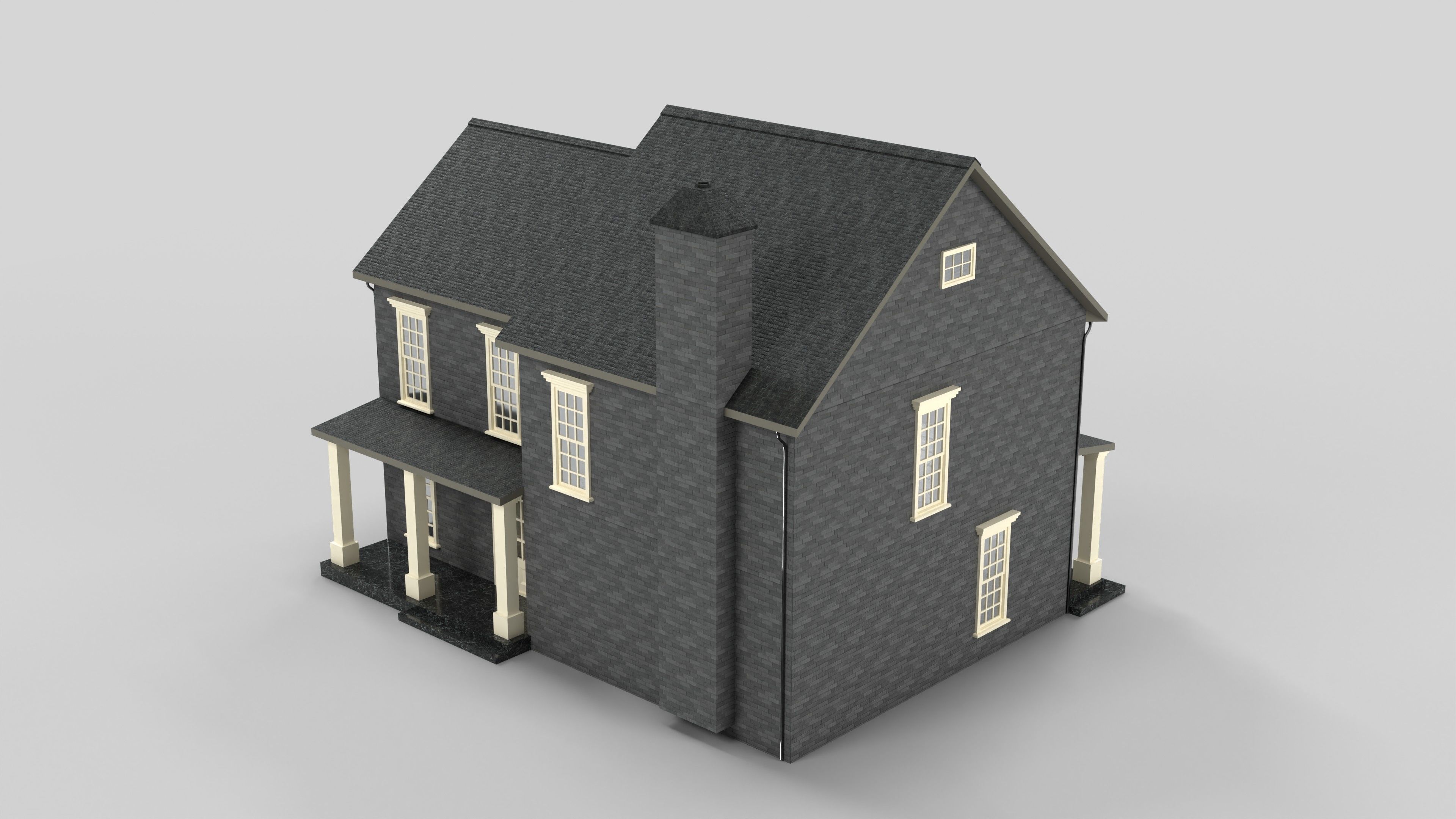 British House Design 09T1 Low-poly 3D model_2