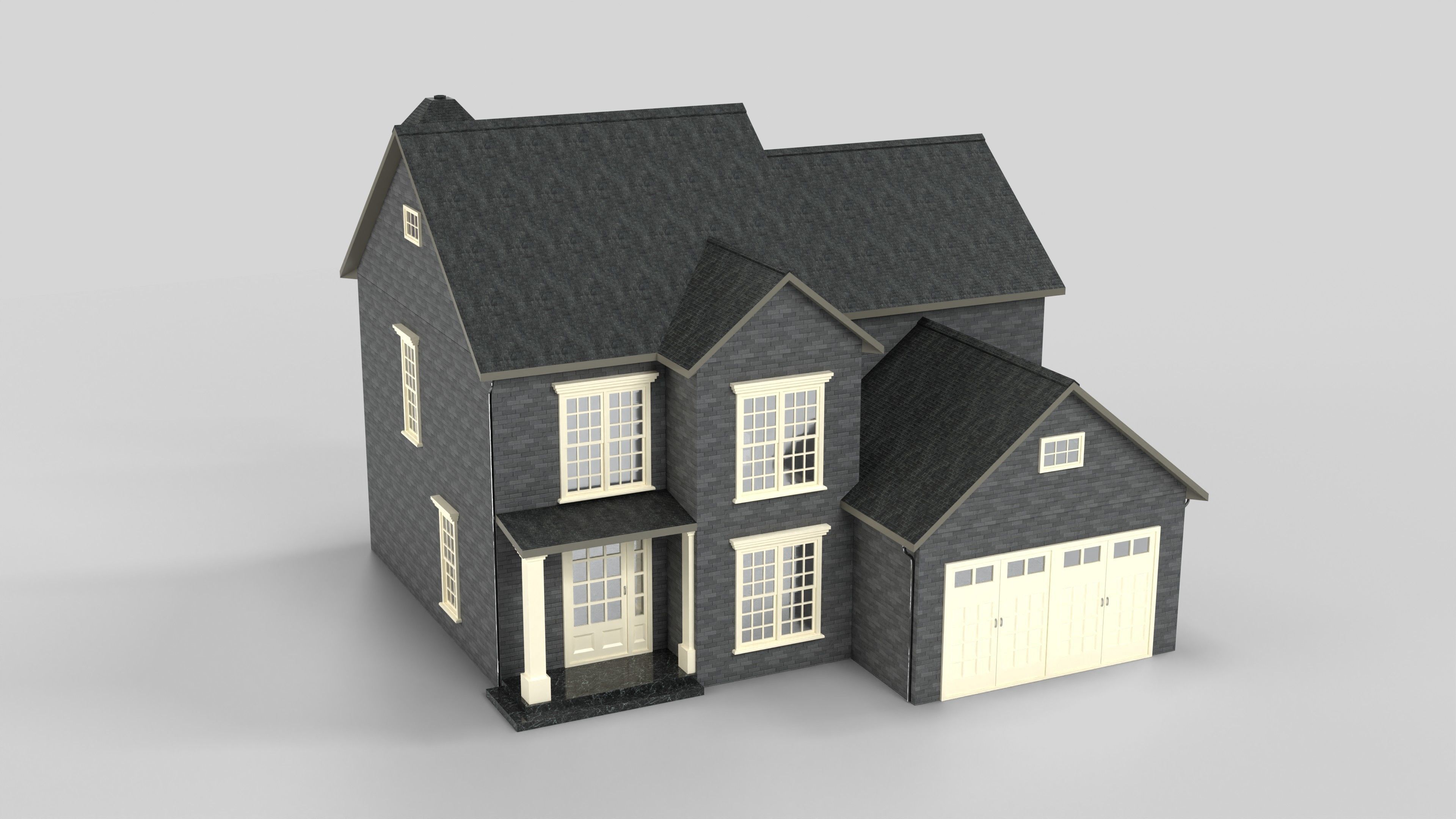 British House Design 09T1 Low-poly 3D model_1
