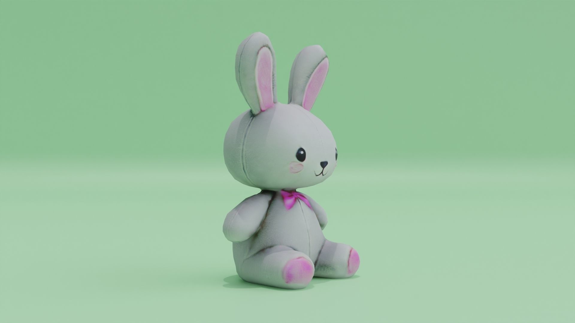 Bunny Plush Toy Rabbit Cute Low-poly 3D model_8