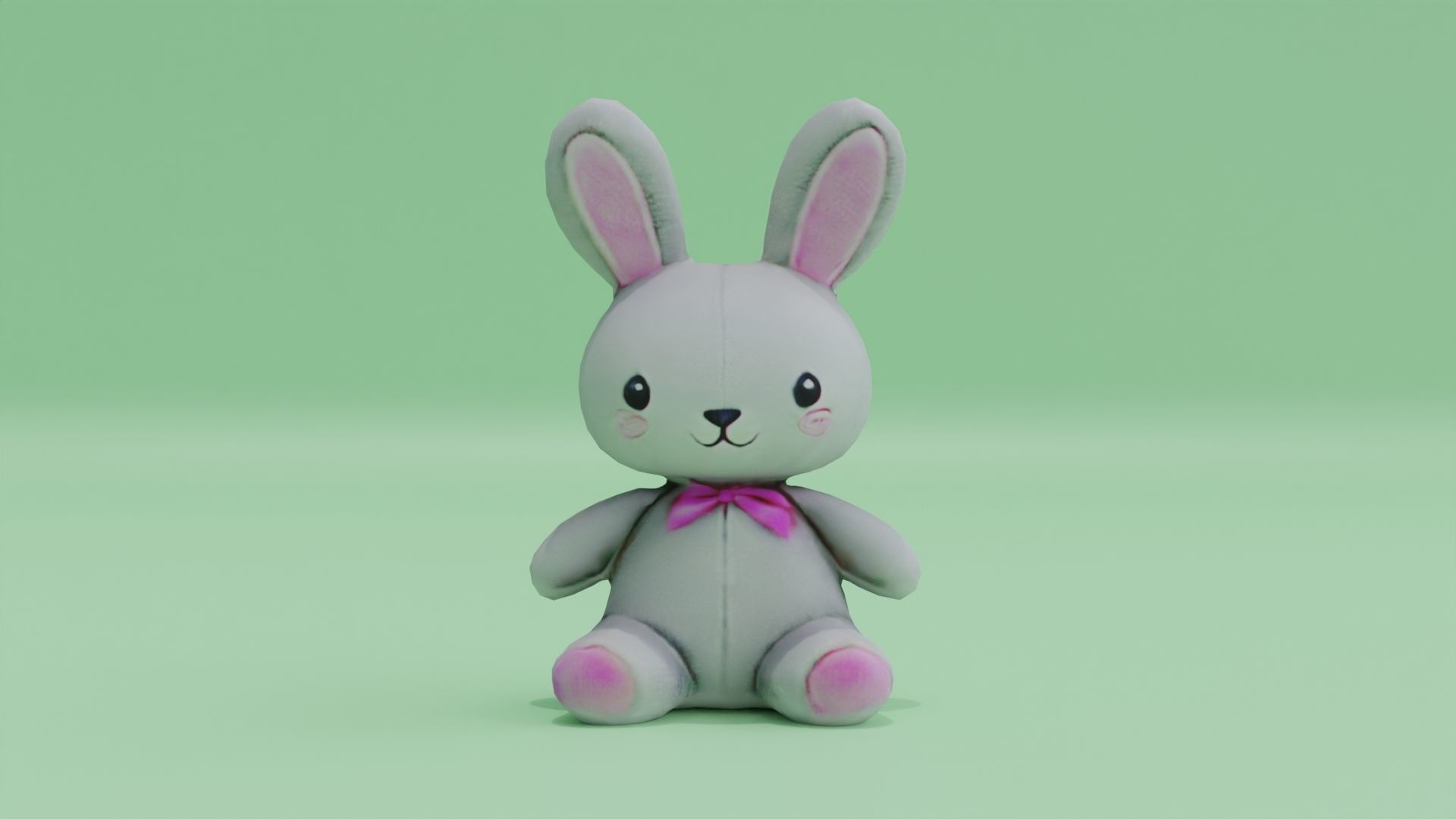 Bunny Plush Toy Rabbit Cute Low-poly 3D model_9