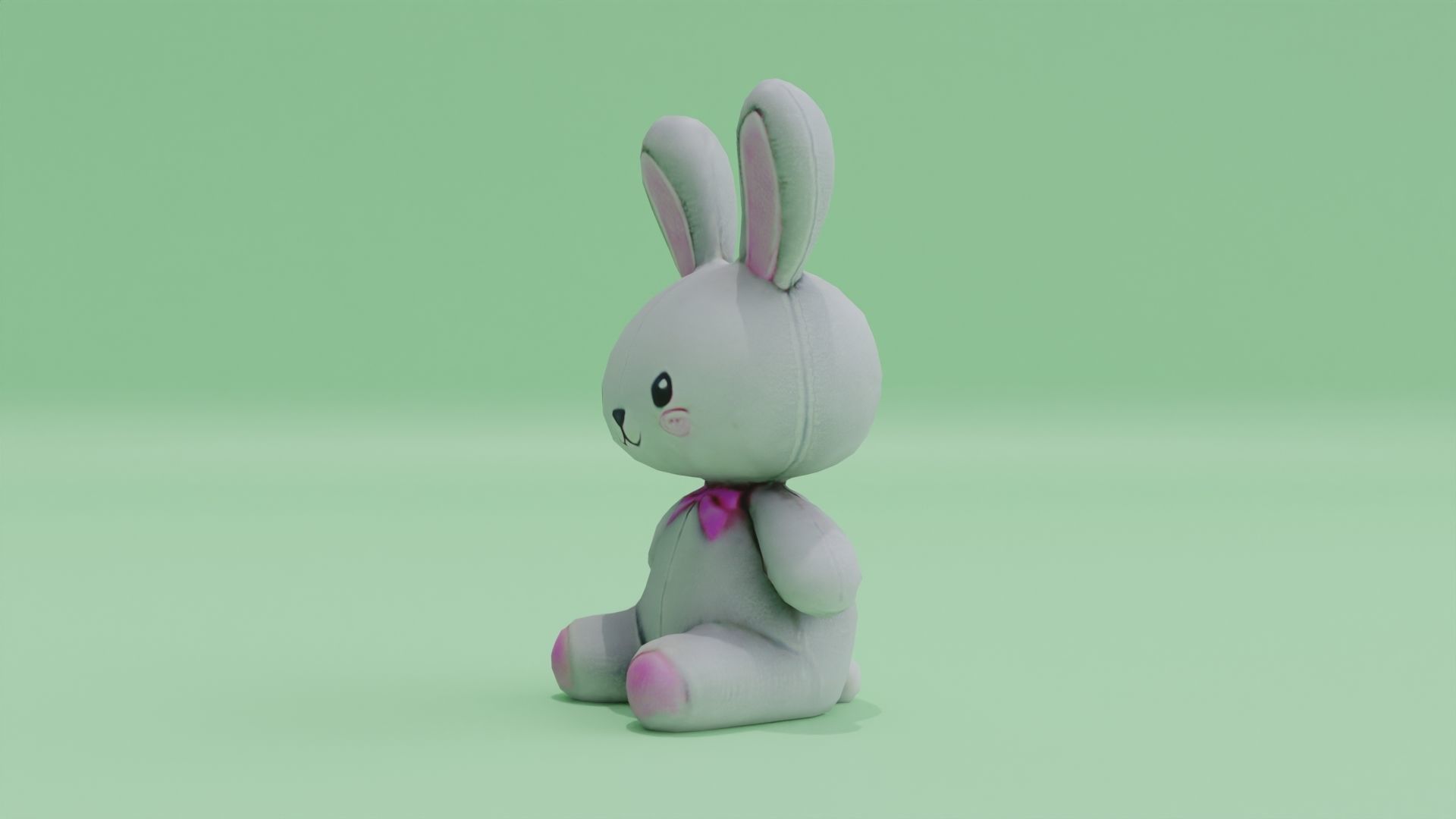 Bunny Plush Toy Rabbit Cute Low-poly 3D model_1