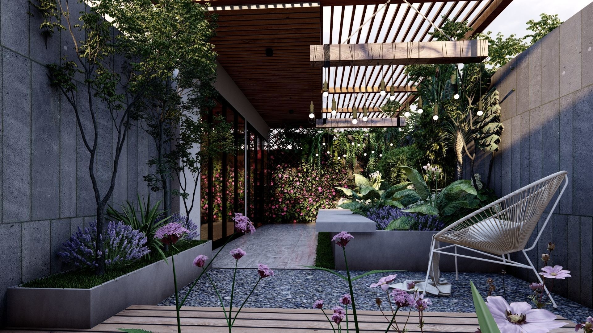 3D Exterior Scene 3D model design garden and landscape 3D model_2