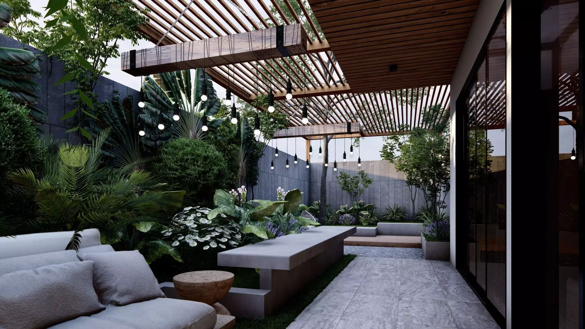 3D Exterior Scene 3D model design garden and landscape 3D model_0