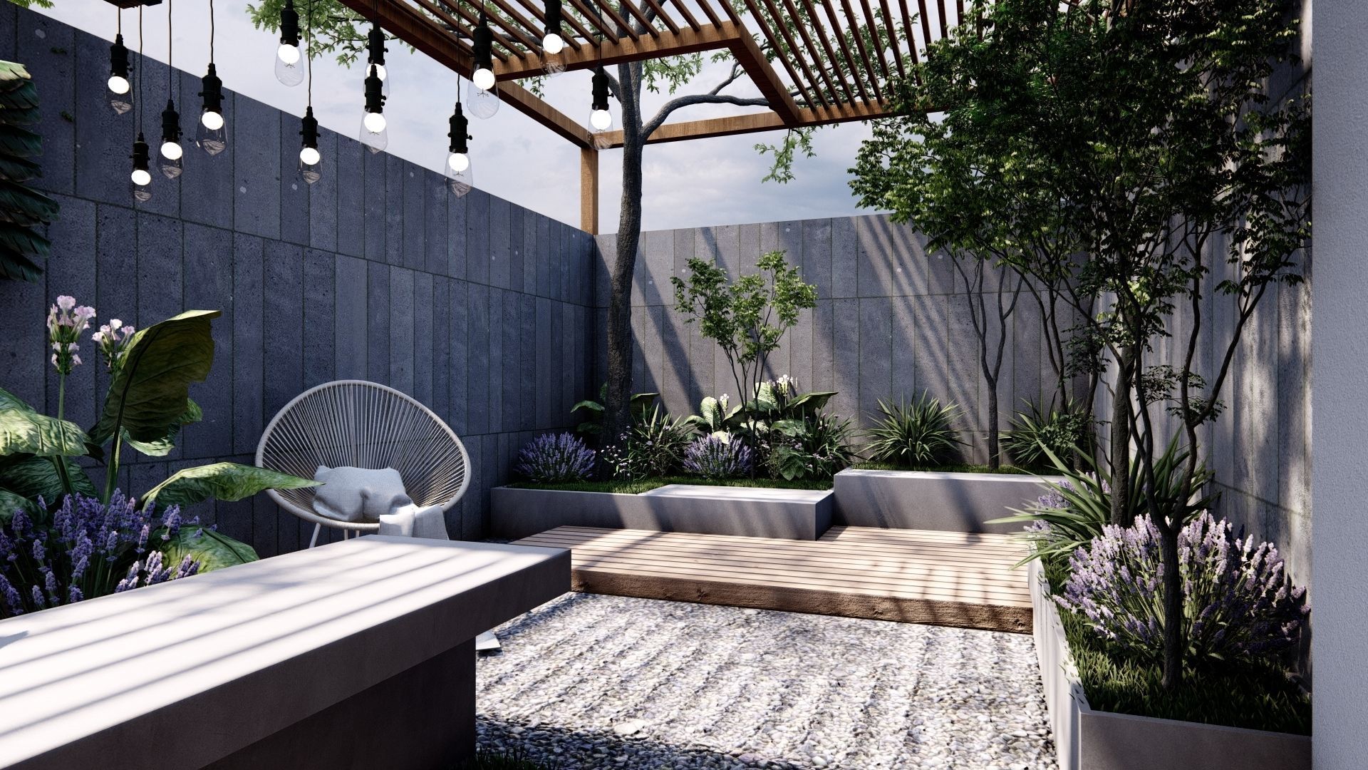 3D Exterior Scene 3D model design garden and landscape 3D model_1
