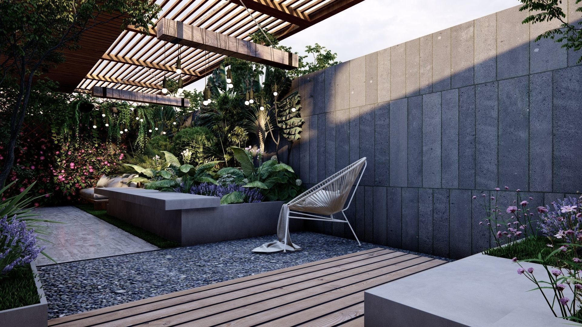 3D Exterior Scene 3D model design garden and landscape 3D model_4