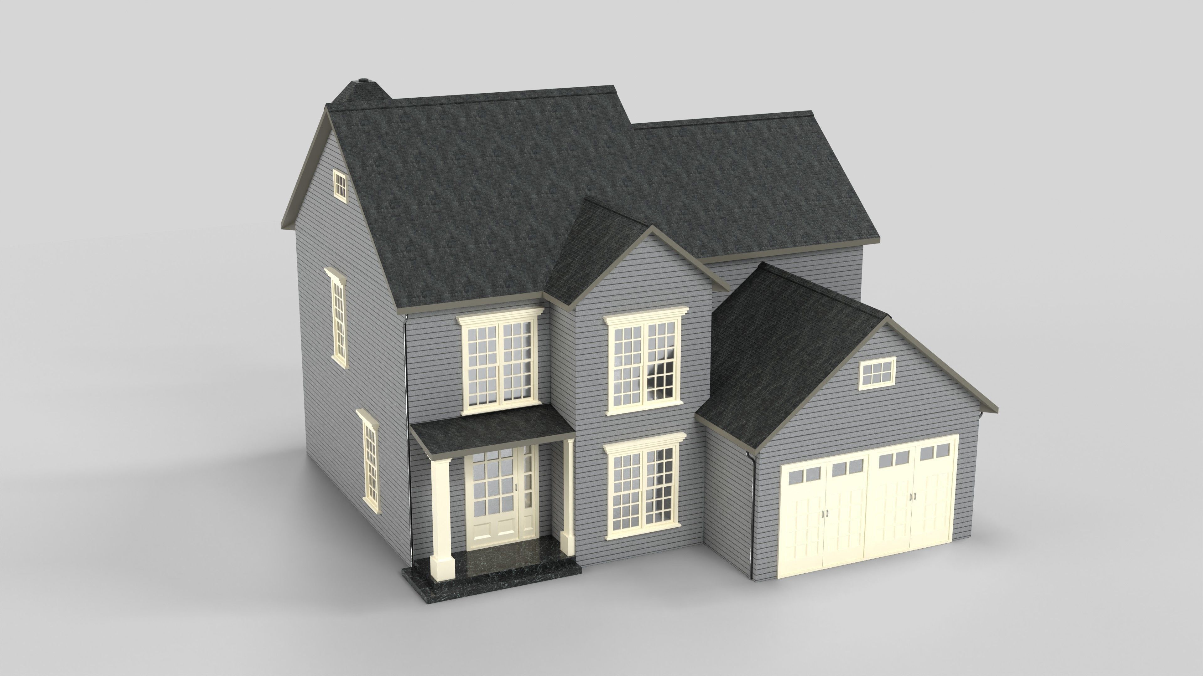 British House Design 09T2 Low-poly 3D model_1