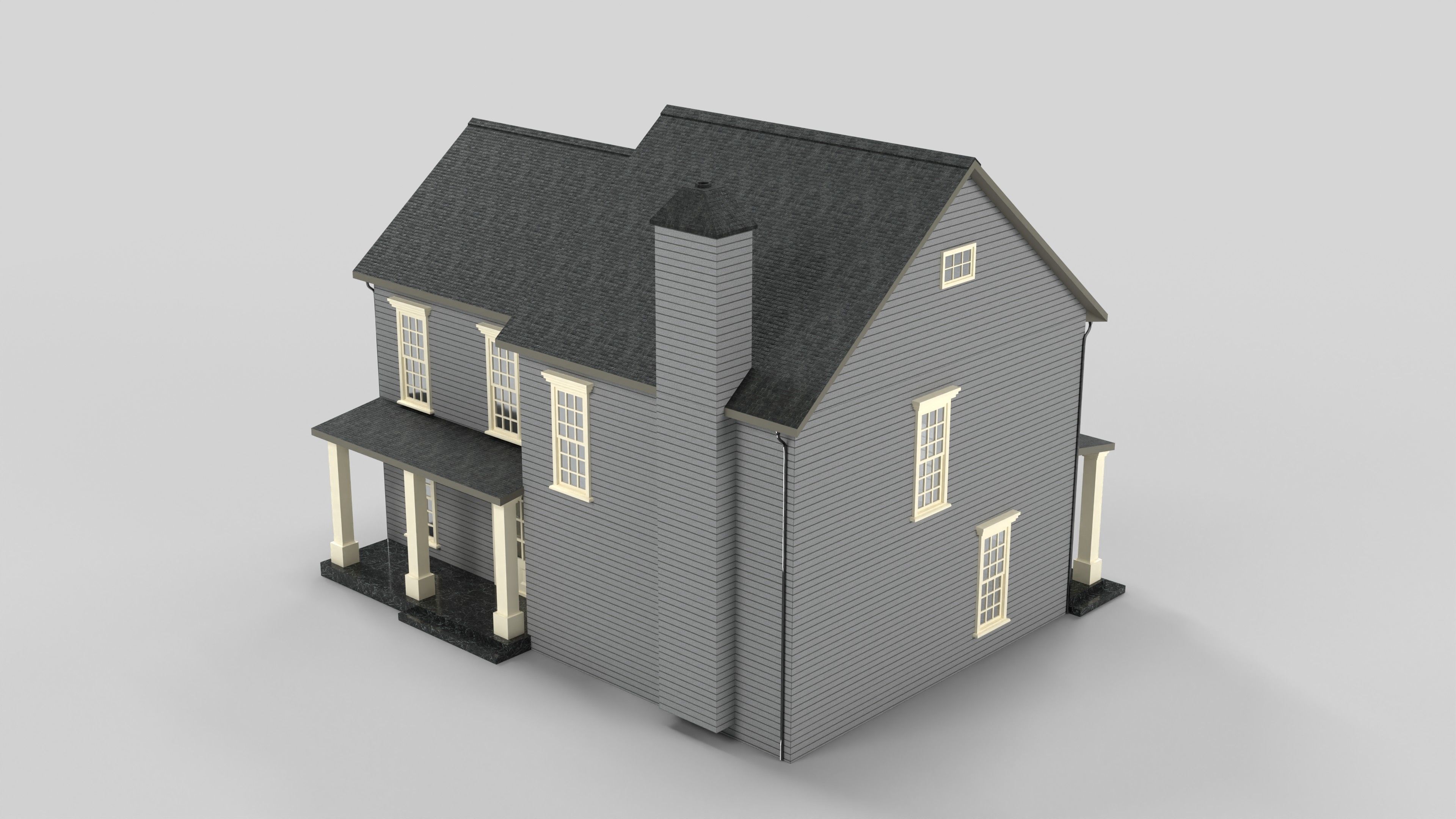 British House Design 09T2 Low-poly 3D model_2