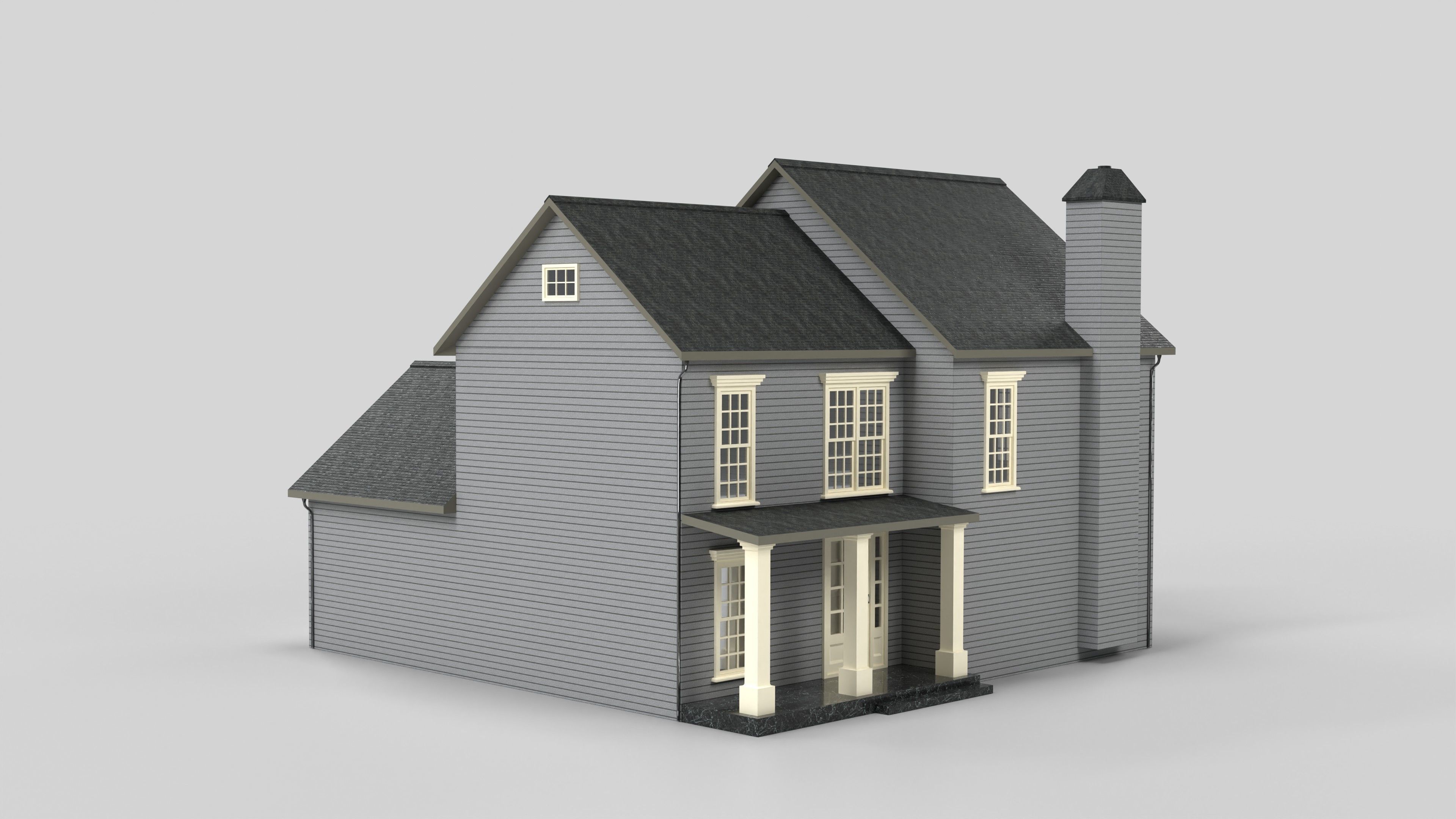 British House Design 09T2 Low-poly 3D model_3