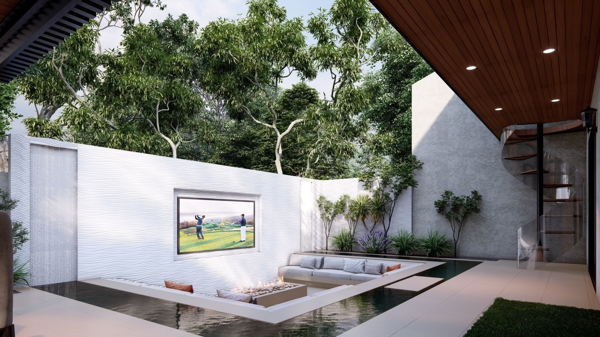 3D Exterior Scene 3D model design garden and landscape 3D model_2