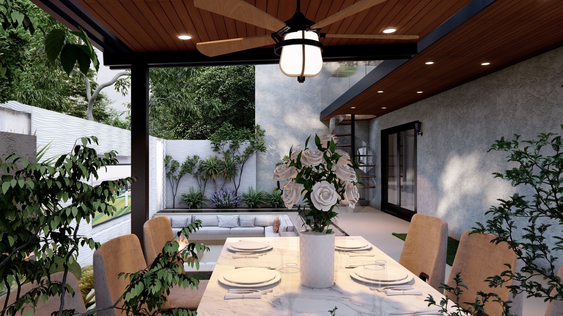 3D Exterior Scene 3D model design garden and landscape 3D model_3