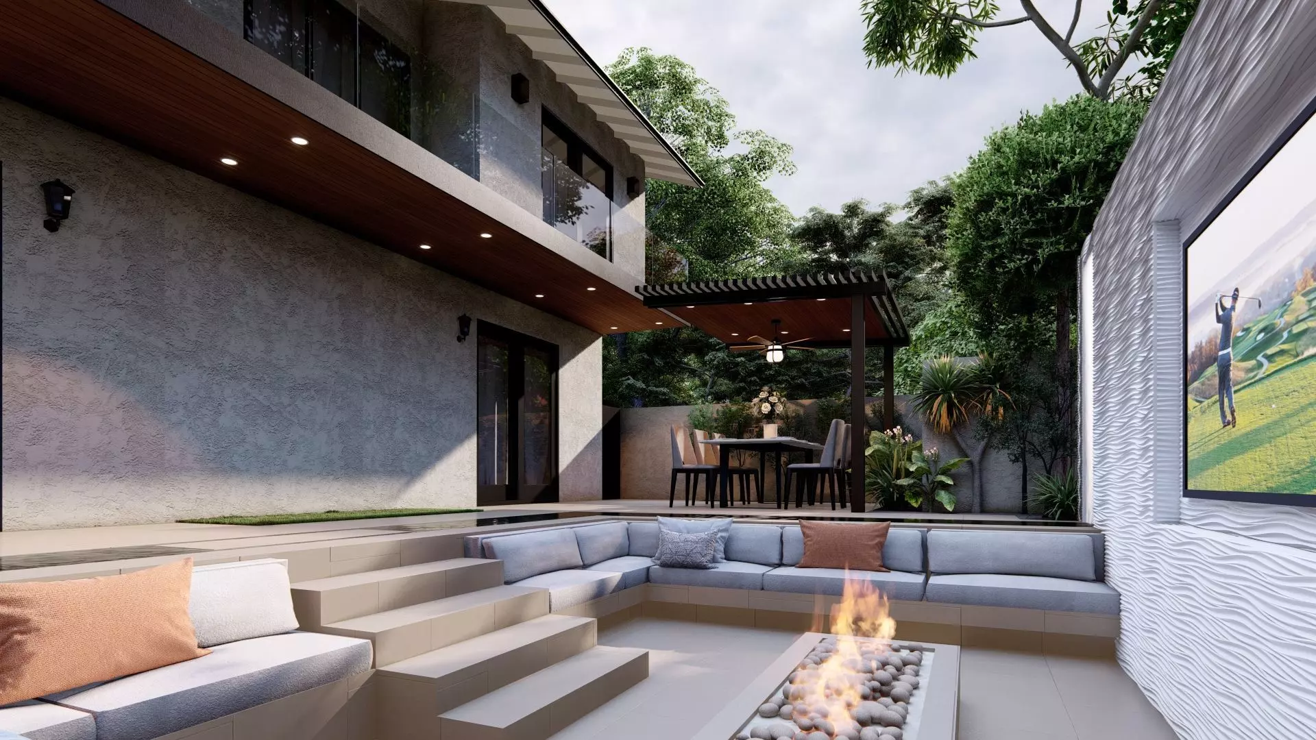 3D Exterior Scene 3D model design garden and landscape 3D model_0