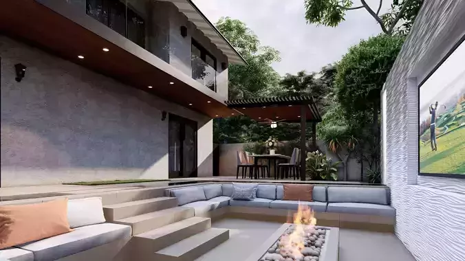 3D Exterior Scene 3D model design garden and landscape 3D model