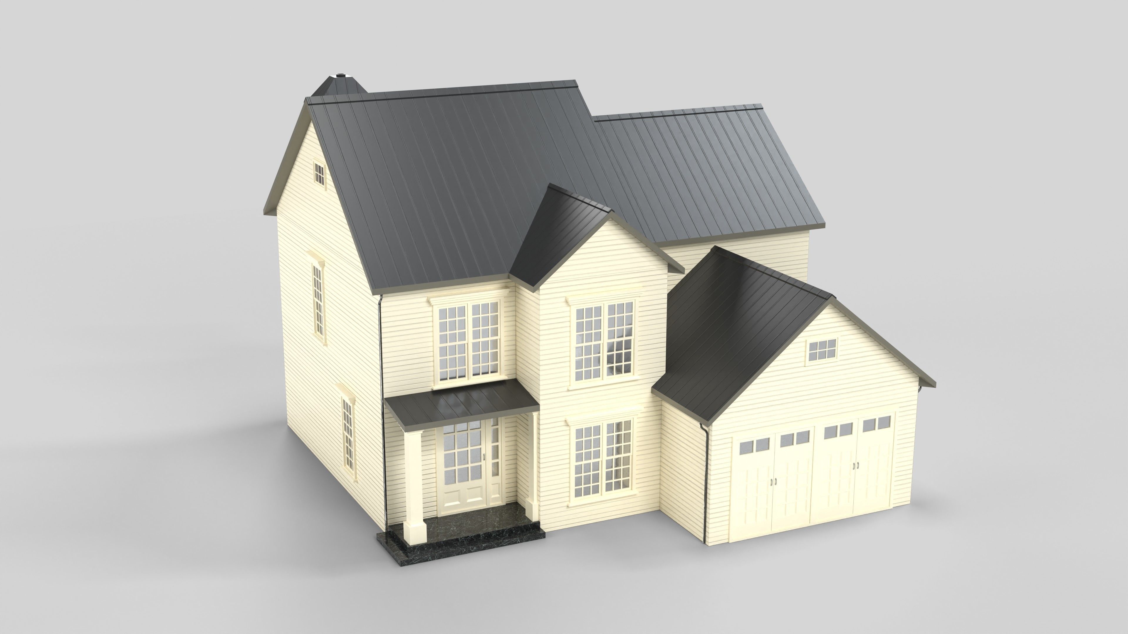 Cottage House Design 09T5  Low-poly 3D model_1