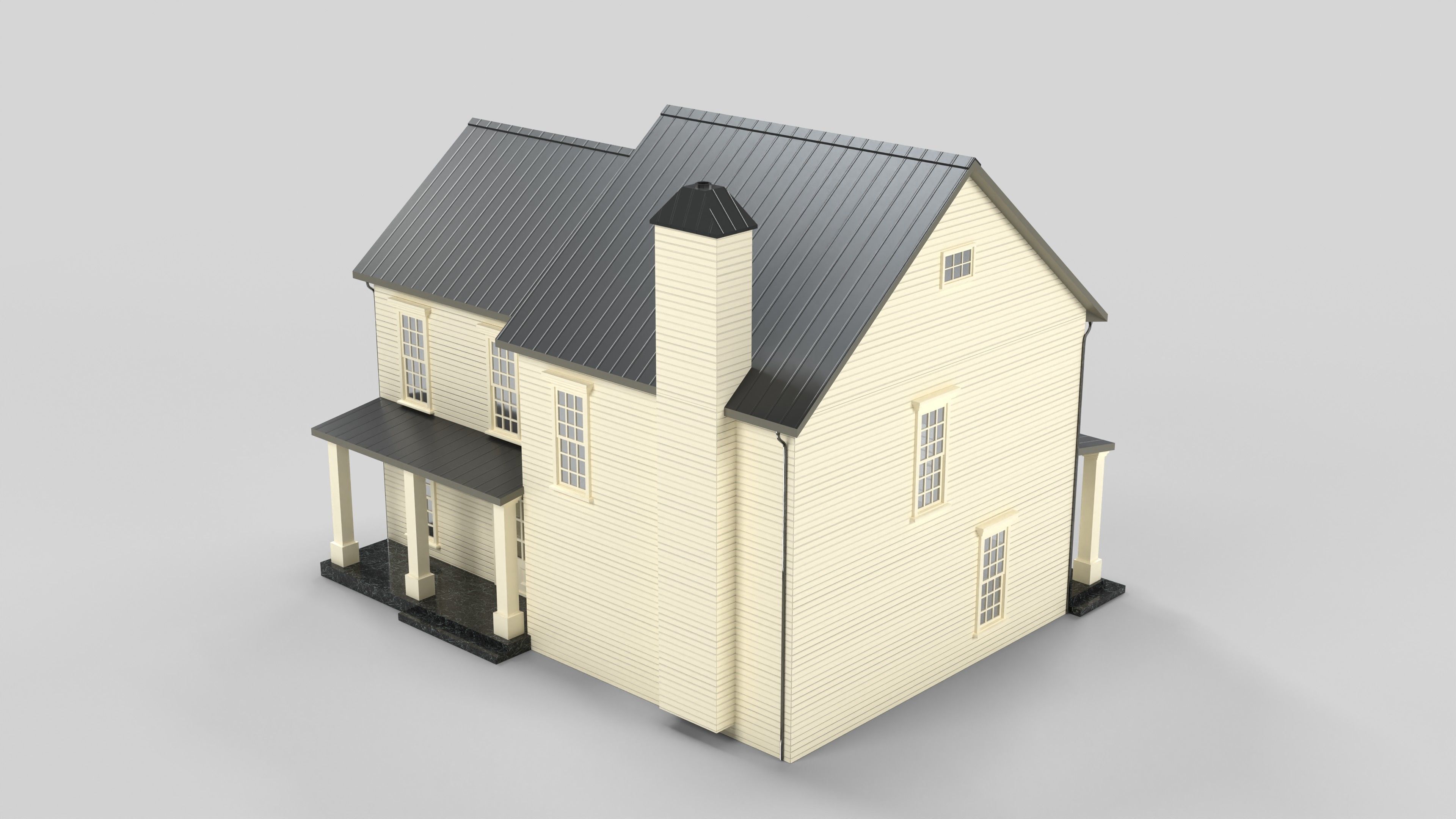 Cottage House Design 09T5  Low-poly 3D model_2