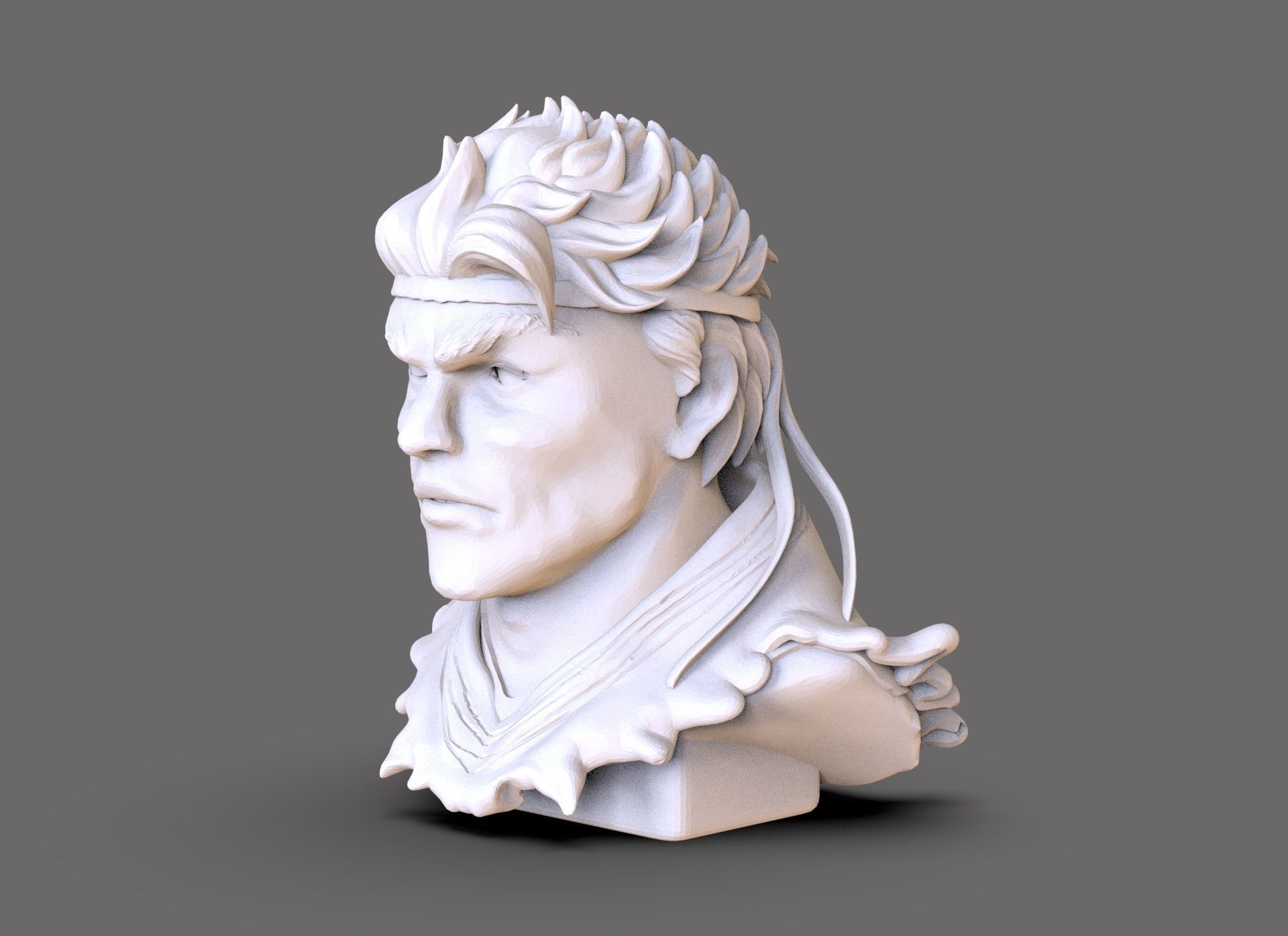 Ryu Bust 3D print model_3