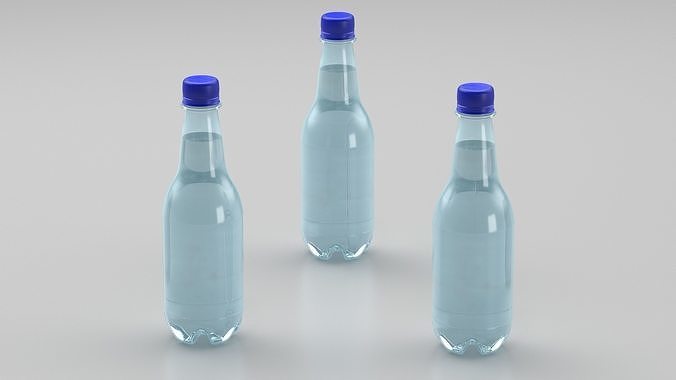 Small Plastic Blue Water Bottle 3D model 4