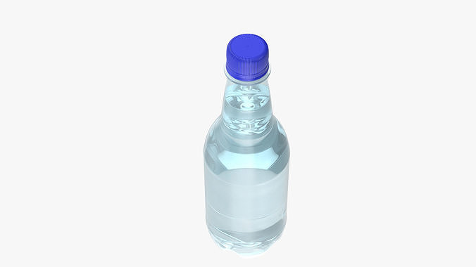 Small Plastic Blue Water Bottle 3D model 6