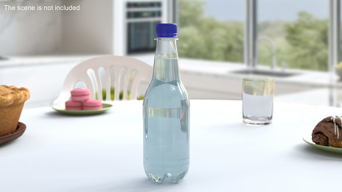 Small Plastic Blue Water Bottle 3D model 3