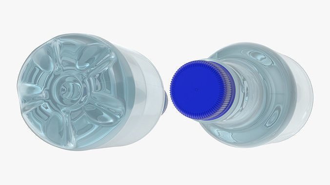 Small Plastic Blue Water Bottle 3D model 7