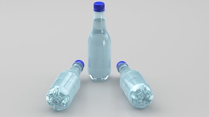 Small Plastic Blue Water Bottle 3D model 5