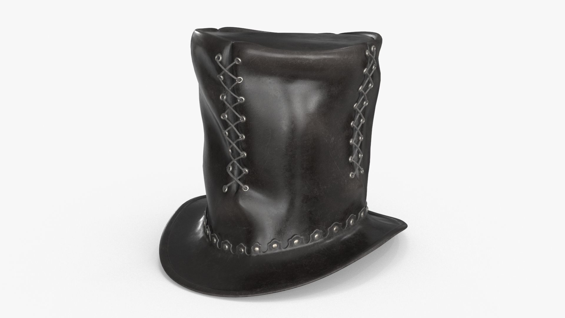 Leather Top Hat Low-poly 3D model_2