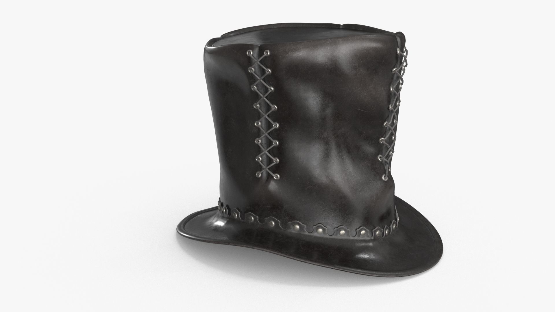 Leather Top Hat Low-poly 3D model_5