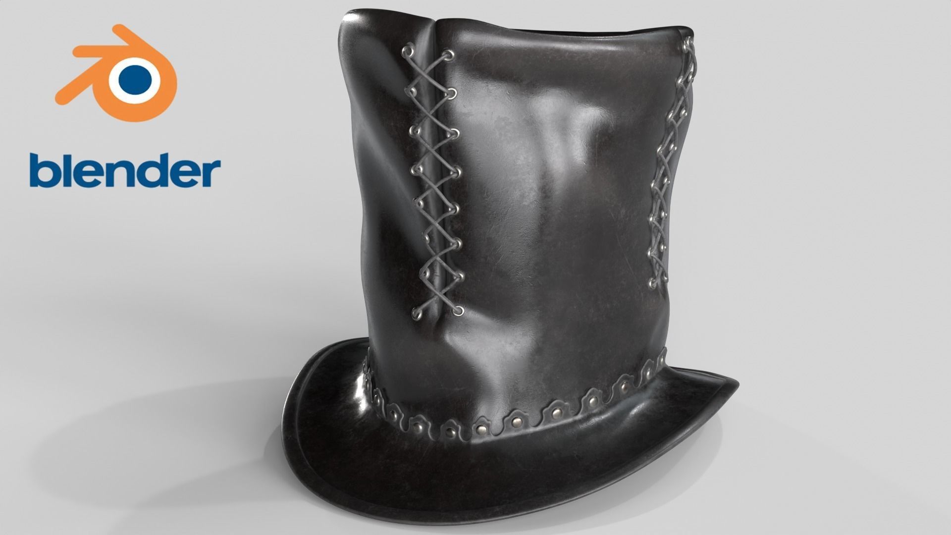Leather Top Hat Low-poly 3D model_3