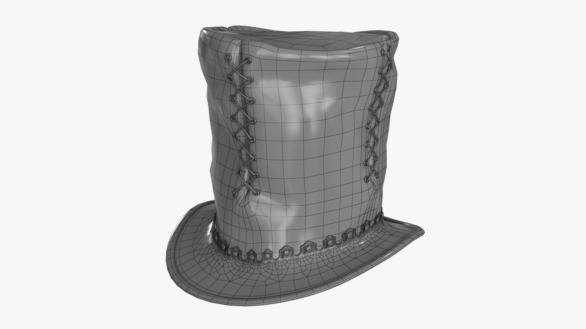 Leather Top Hat Low-poly 3D model_11