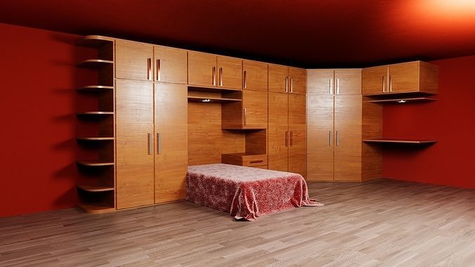 L-shaped wardrobe M01 3D model