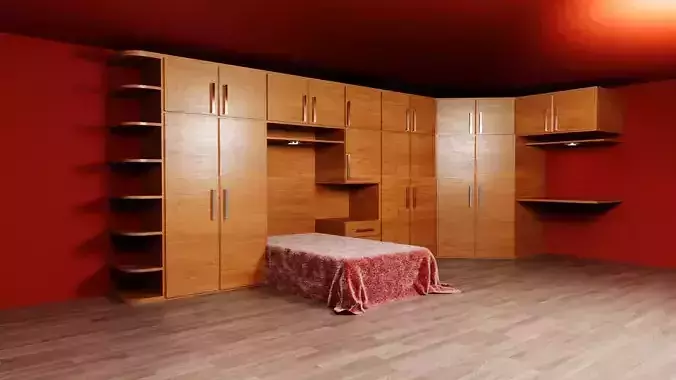 L-shaped wardrobe M01 3D model