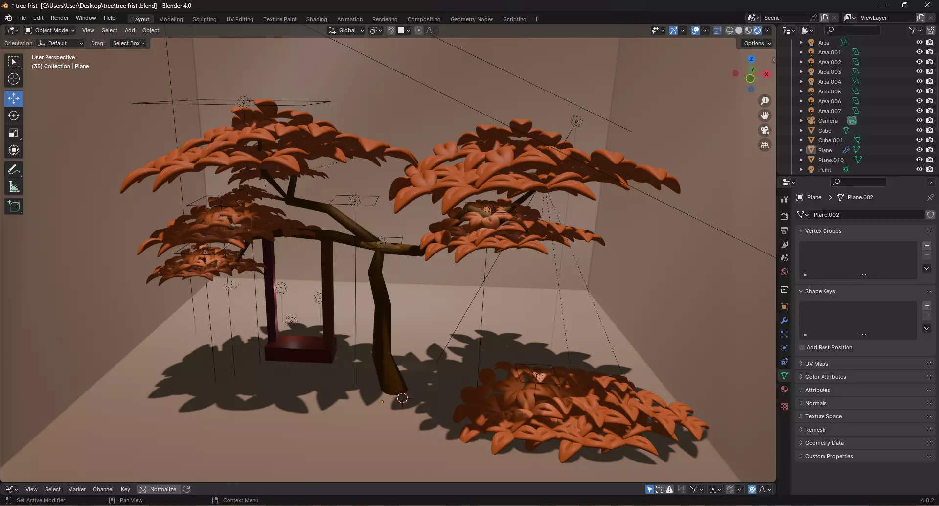tree with swing 3D model_0