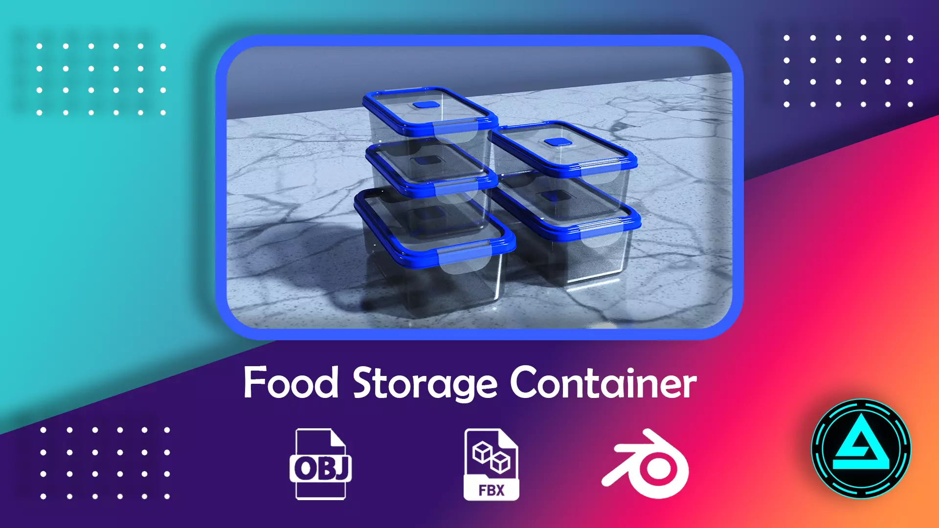 Food Storage Container Low-poly 3D model_0