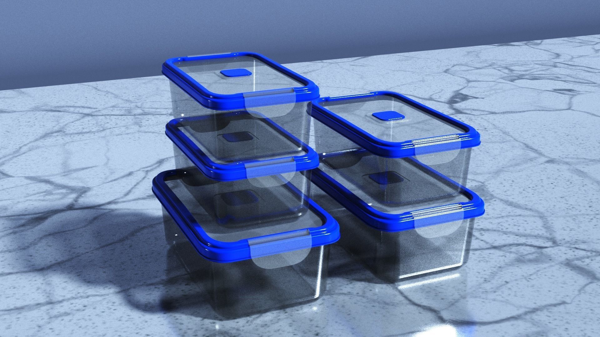 Food Storage Container Low-poly 3D model_1