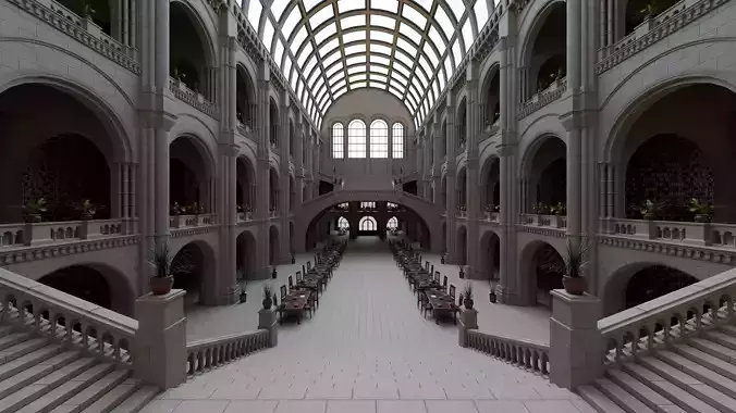 Library Low-poly 3D model