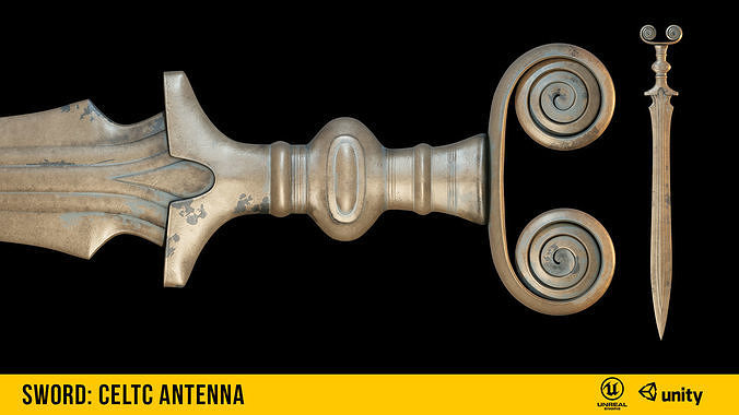 Celtic Antenna Sword Low-poly 3D model