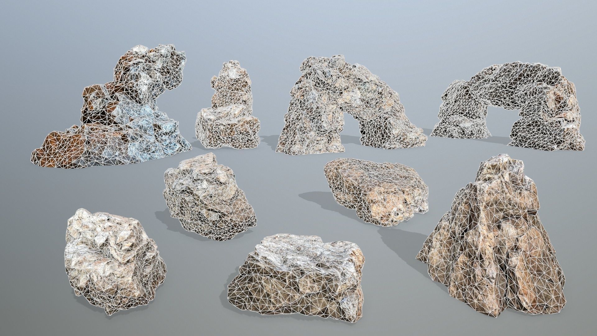 desert rocks Low-poly 3D model_19