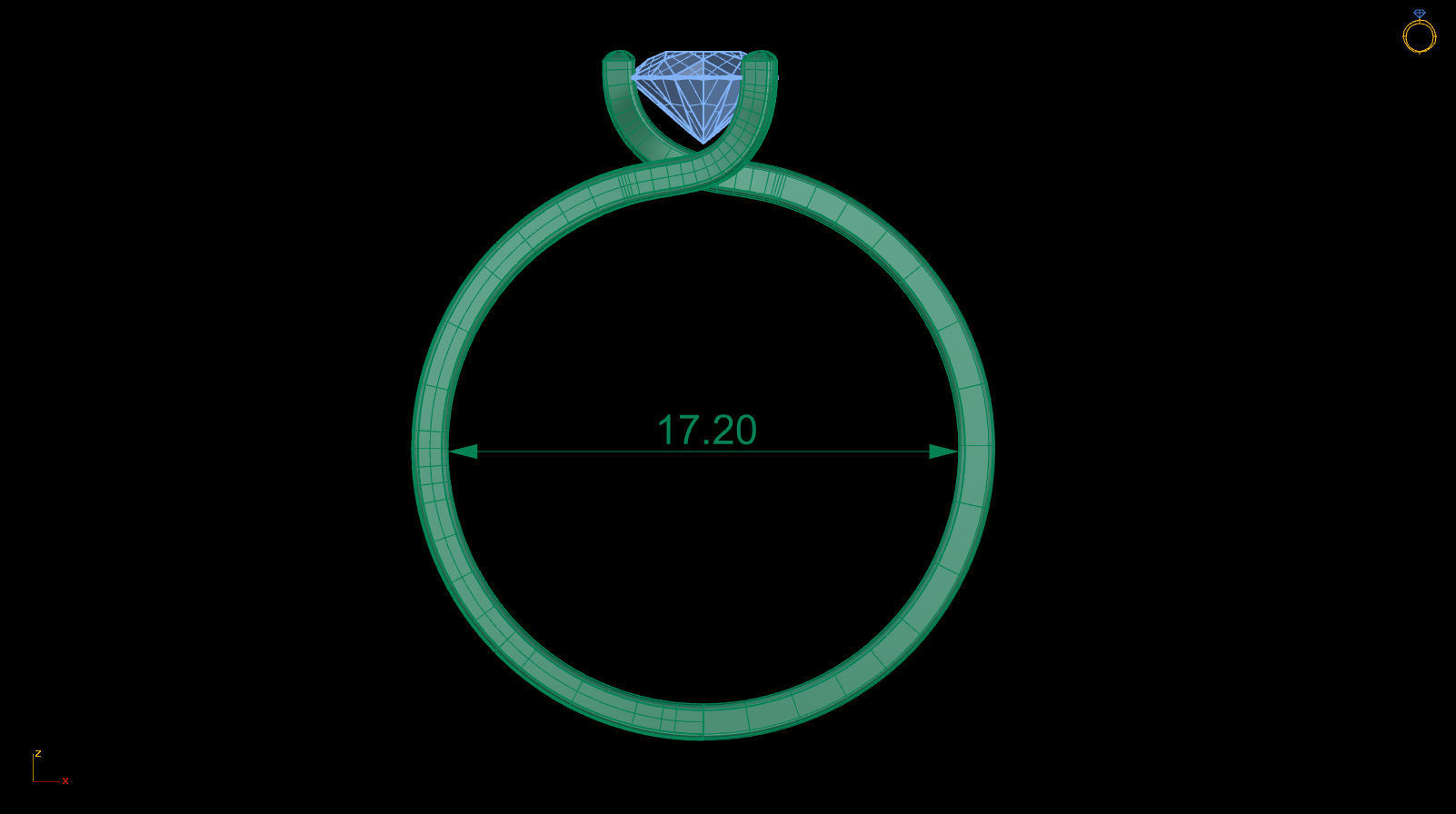 Solitaire Engagement Ring Round Gem 5 mm 3D print model_6