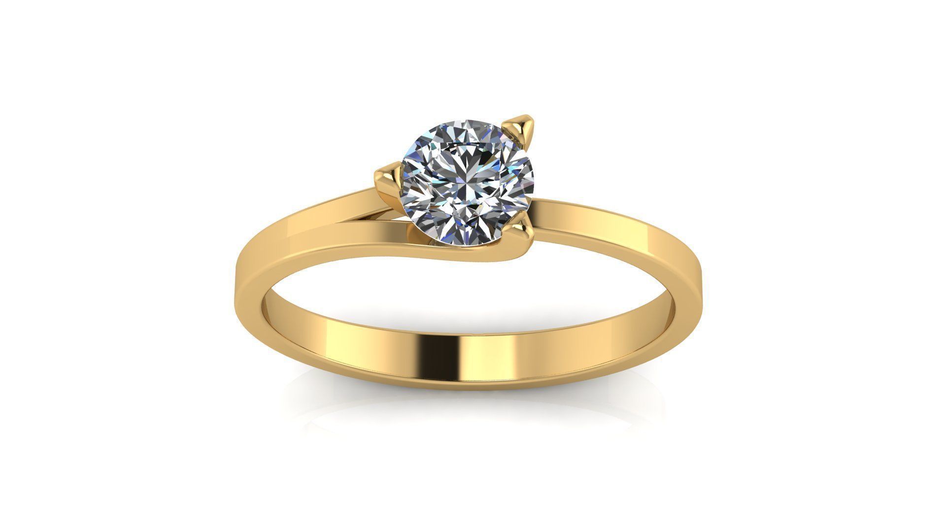 Solitaire Engagement Ring Round Gem 5 mm 3D print model_1