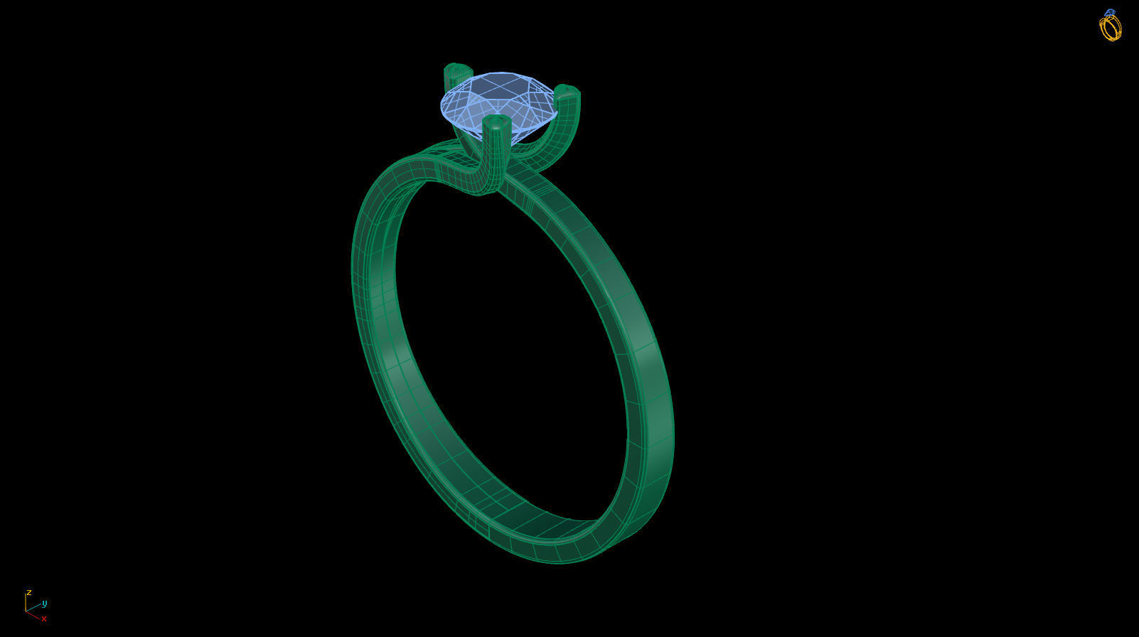 Solitaire Engagement Ring Round Gem 5 mm 3D print model_11