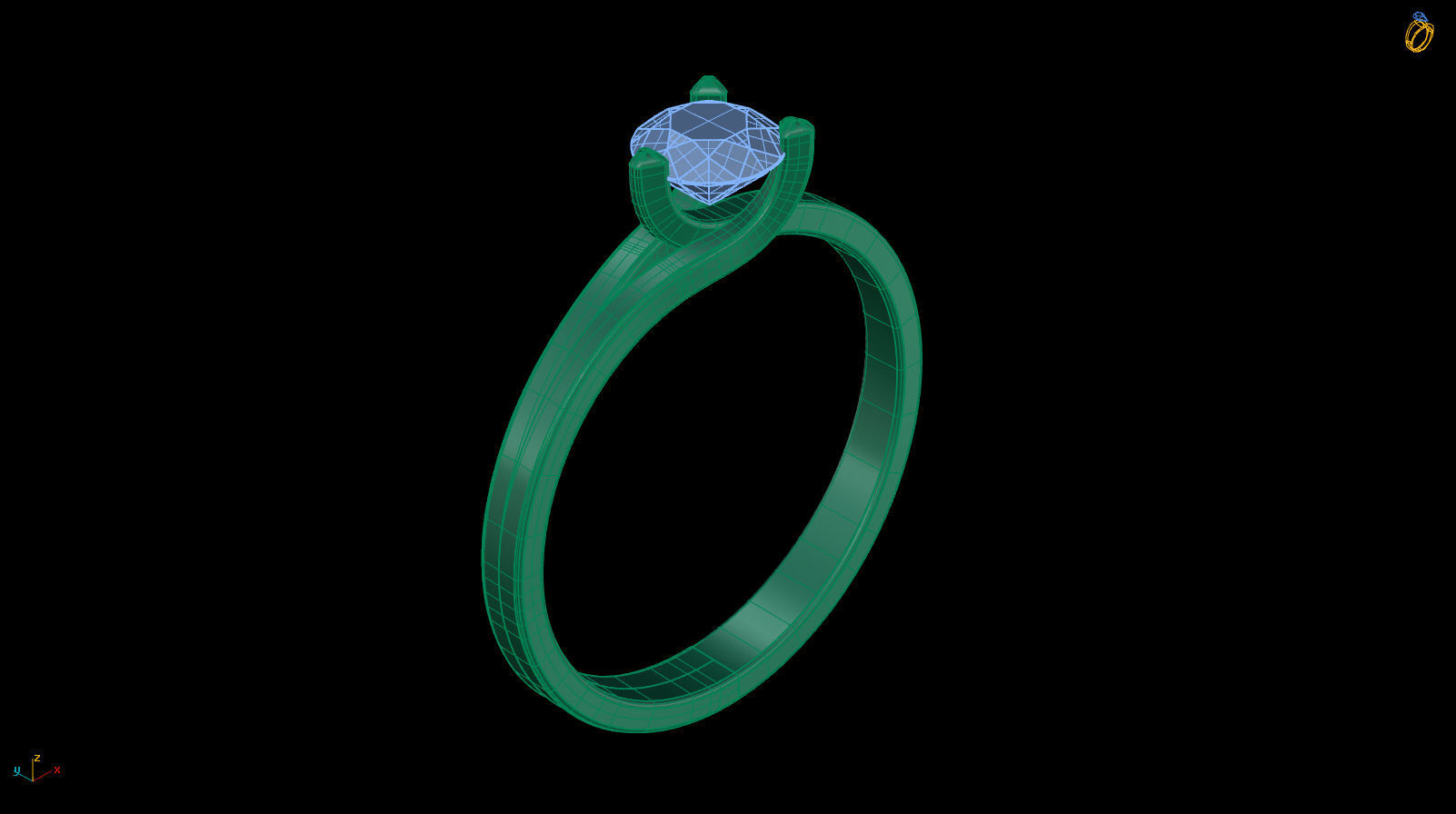 Solitaire Engagement Ring Round Gem 5 mm 3D print model_10