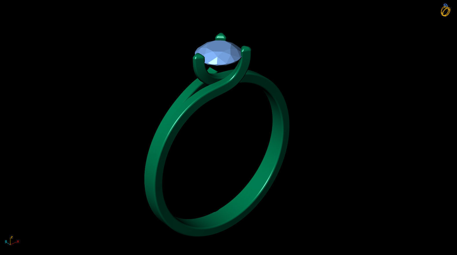 Solitaire Engagement Ring Round Gem 5 mm 3D print model_12