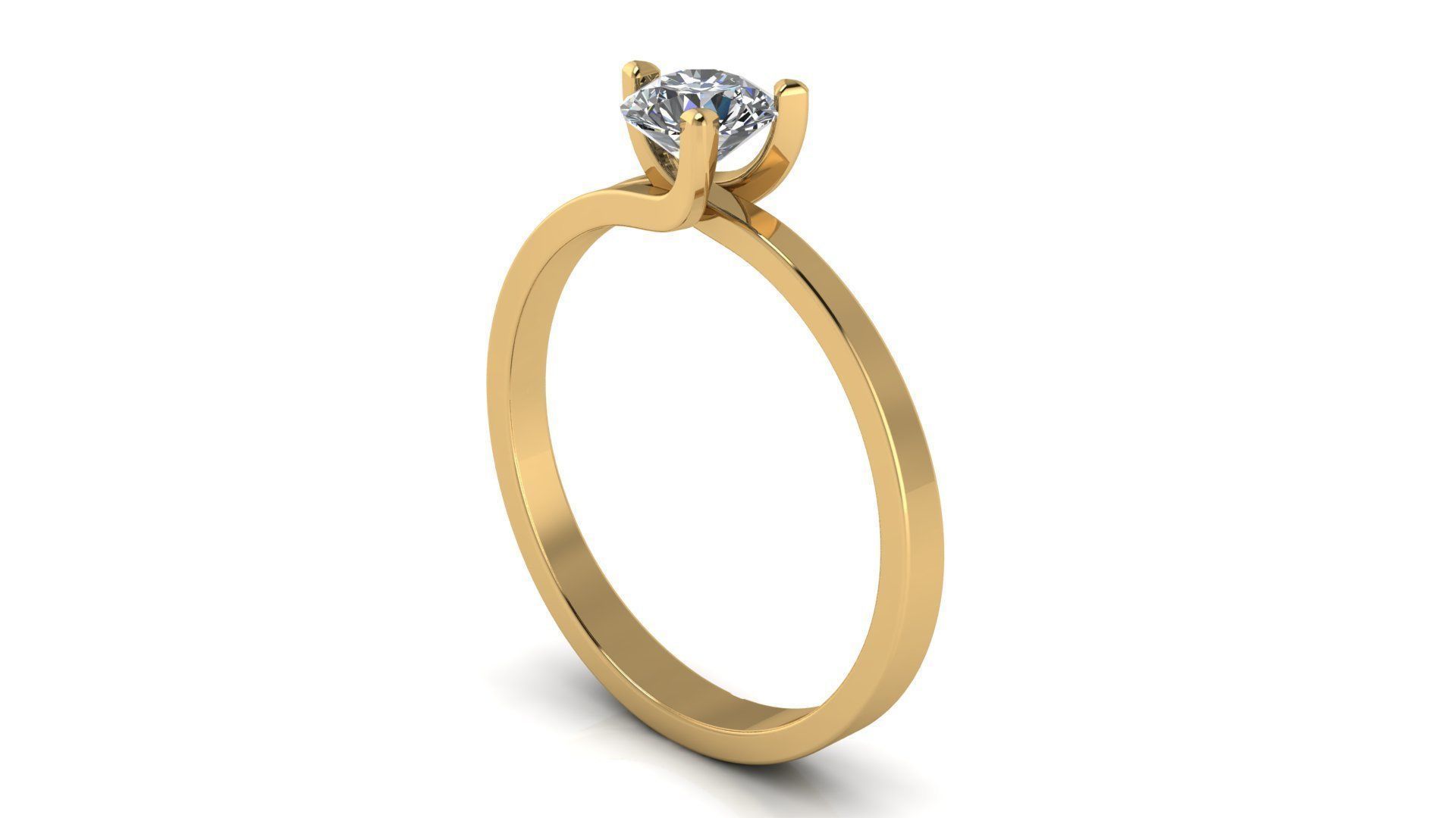 Solitaire Engagement Ring Round Gem 5 mm 3D print model_2