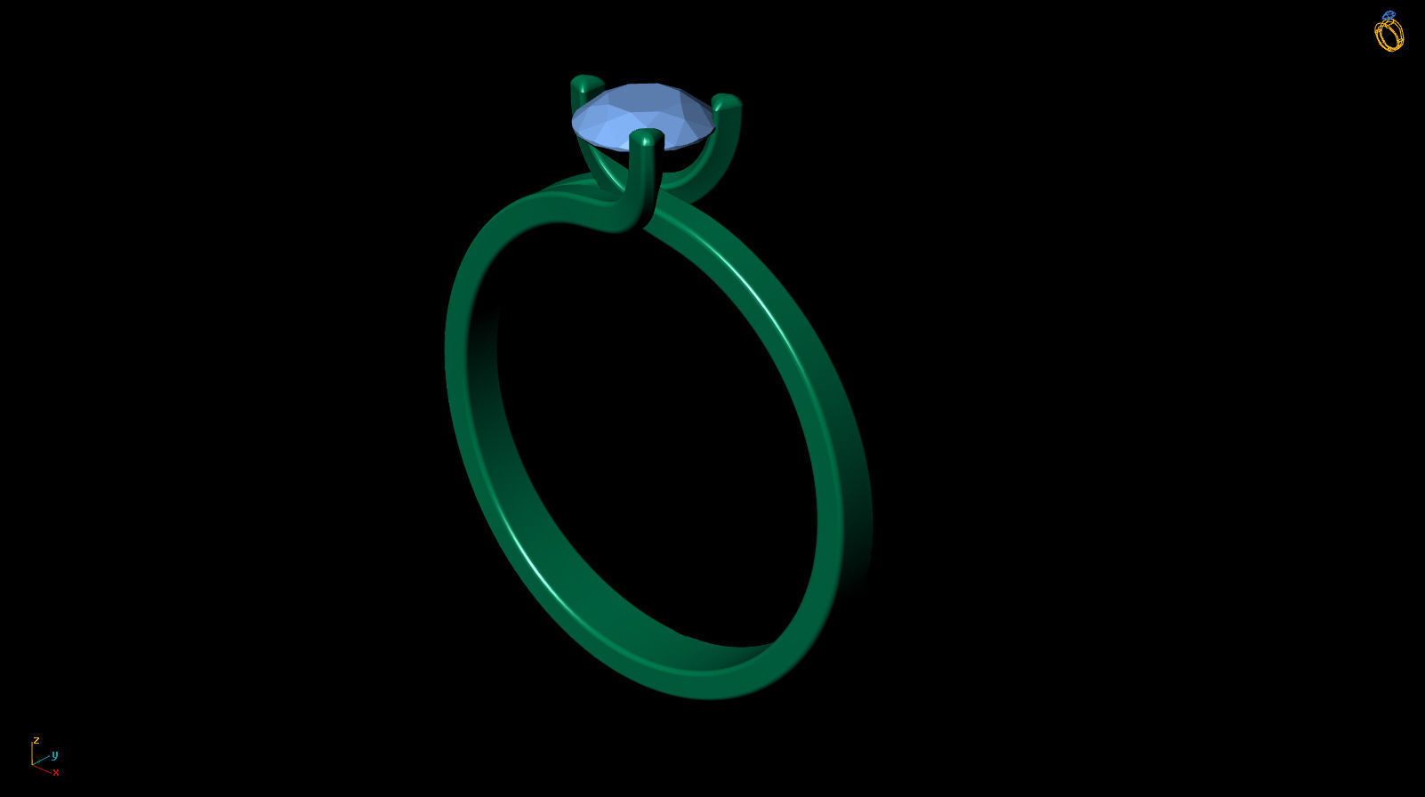 Solitaire Engagement Ring Round Gem 5 mm 3D print model_13