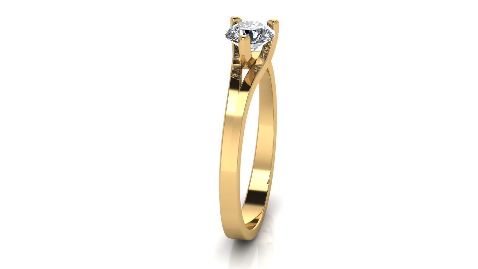 Solitaire Engagement Ring Round Gem 5 mm 3D print model_5