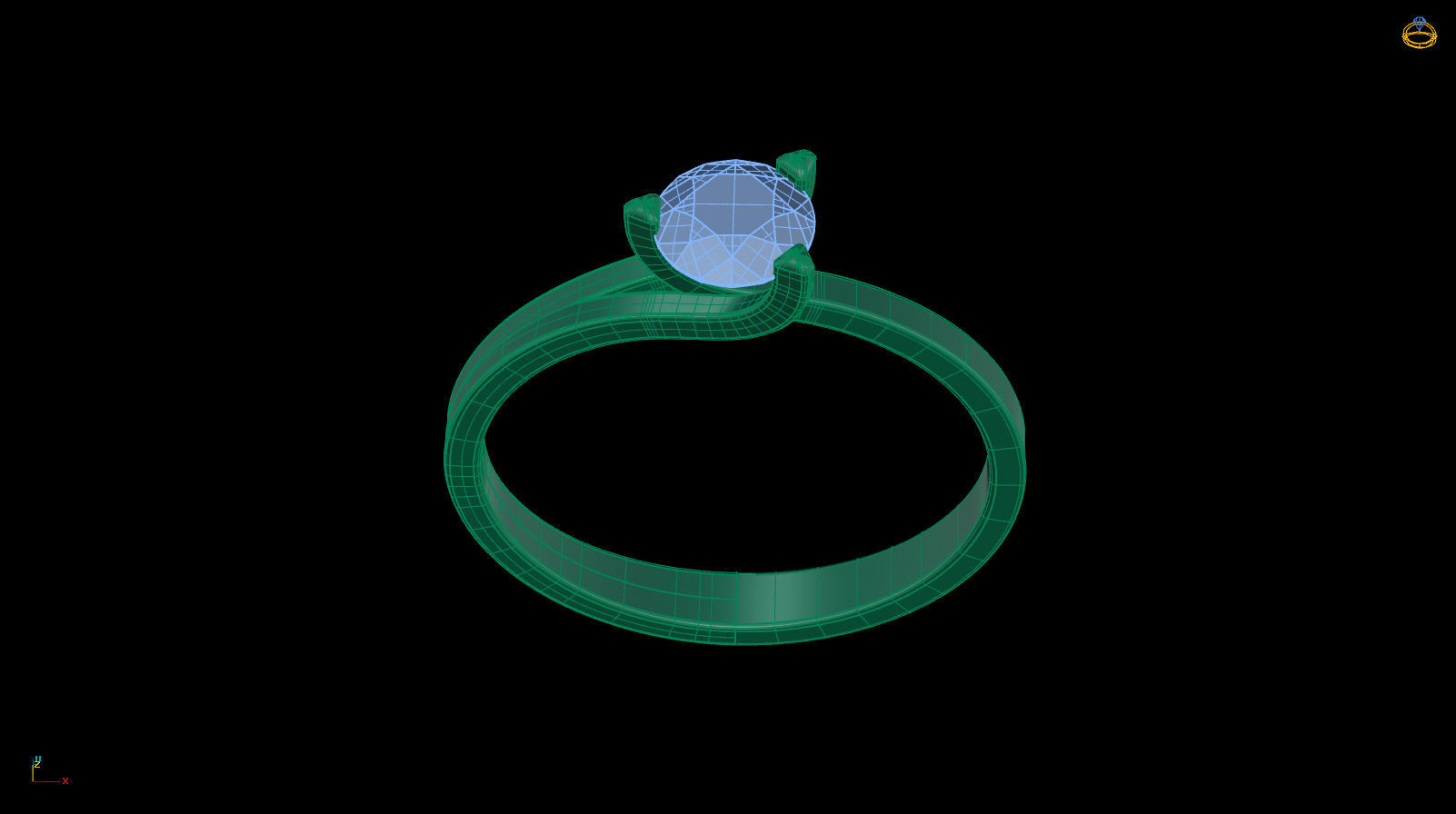 Solitaire Engagement Ring Round Gem 5 mm 3D print model_9